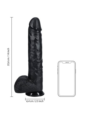RealRock - Realistyczne Dildo z Jądrami XL - Czarne - 35,5 cm