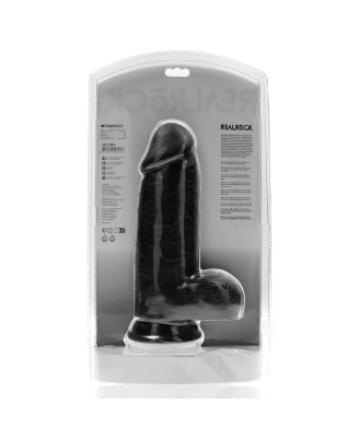 RealRock Grube Dildo z Jądrami i Przyssawką XL - 23 cm - Czarne