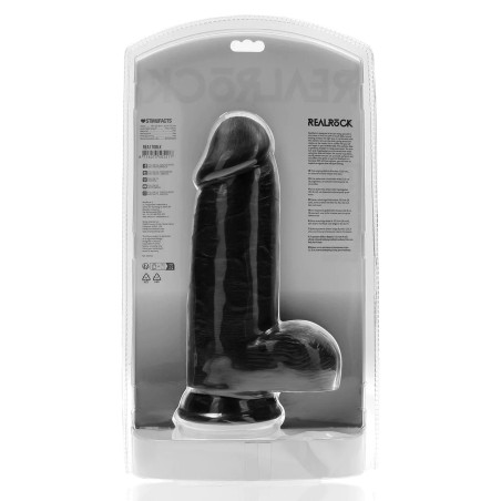 RealRock Grube Dildo z Jądrami i Przyssawką XL - 23 cm - Czarne