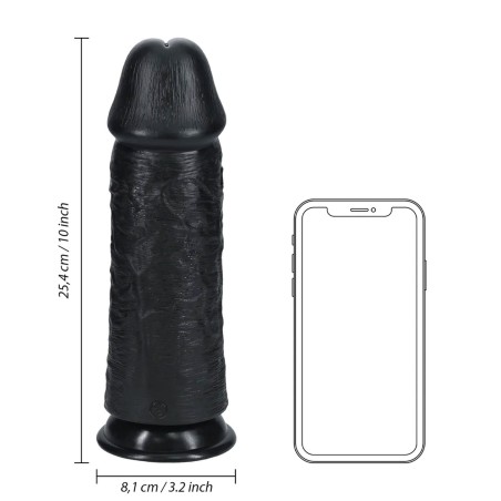 RealRock Grube Dildo z Przyssawką XL - 25,4 cm - Czarne