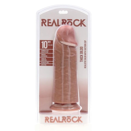 RealRock Grube Dildo z Przyssawką XL - 25,4 cm - Cieliste