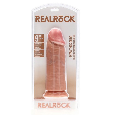 RealRock Grube Dildo z Przyssawką XL - 23 cm - Jasne
