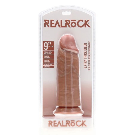 RealRock Grube Dildo z Przyssawką XL - 23 cm - Cieliste