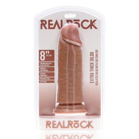 RealRock Grube Dildo z Przyssawką XL - 20,3 cm - Cieliste