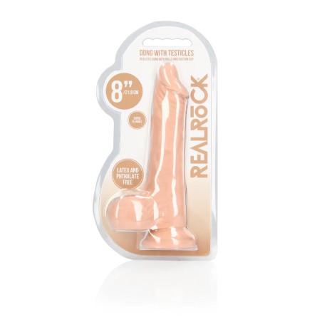 Dildo z Jądrami i Przyssawką - Cieliste - 20 cm