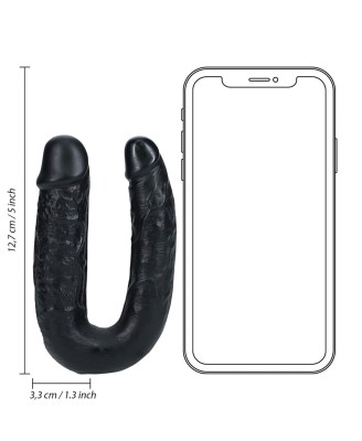 RealRock U Shaped Podwójne Dildo 12,7 cm - Czarne