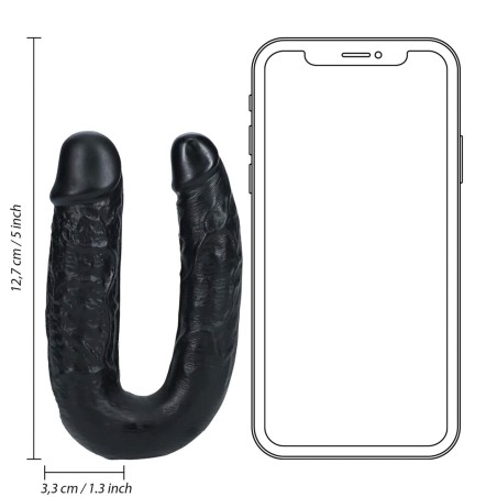 RealRock U Shaped Podwójne Dildo 12,7 cm - Czarne