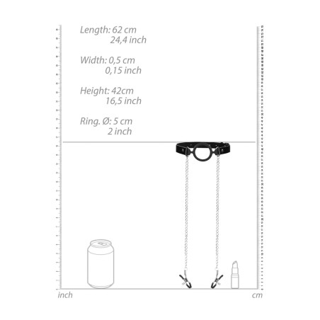 Ouch! Knebel O-Ring z Klamrami na Sutki