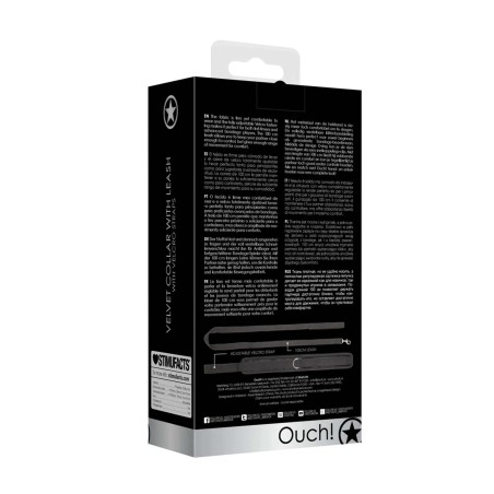 Ouch! Velvet Czarna Obroża ze Smyczą