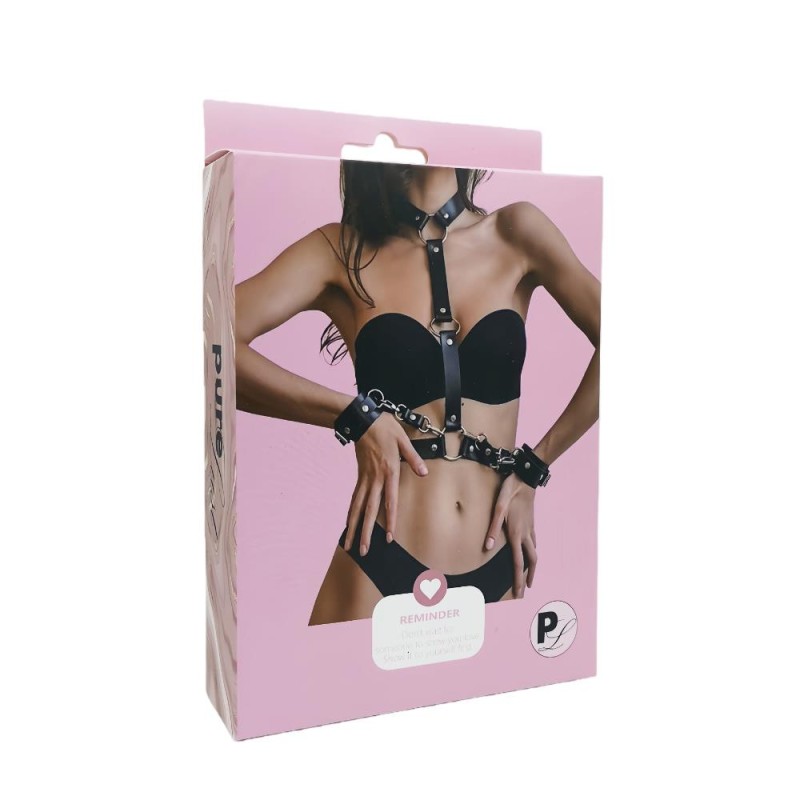 Pure Lust Uma - Uprząż Body z Kajdankami - Czarna