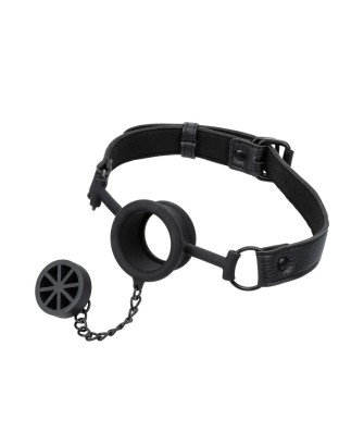 Stopper Gag - Czarny Knebel z Korkiem