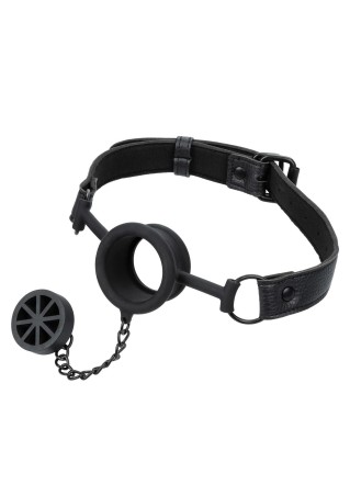 Stopper Gag - Czarny Knebel z Korkiem