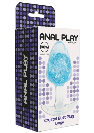 ToyJoy Crystal Butt Plug - Silikonowy Korek Analny - Niebieski - Duży
