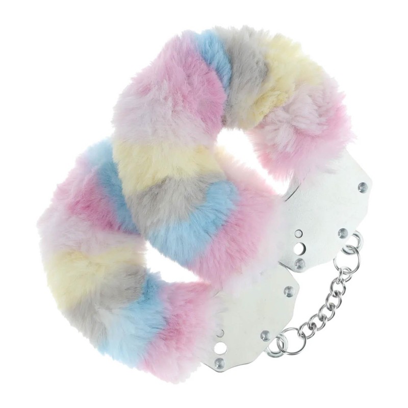 Ouch! Heavy-duty Fluffy Handcuffs - Futerkowe Kajdanki - Multicolor 2
