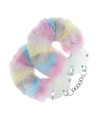 Ouch! Heavy-duty Fluffy Handcuffs - Futerkowe Kajdanki - Multicolor 2