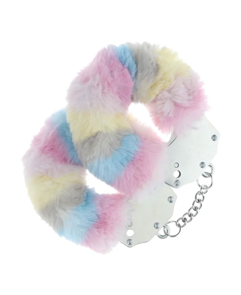 Ouch! Heavy-duty Fluffy Handcuffs - Futerkowe Kajdanki - Multicolor 2