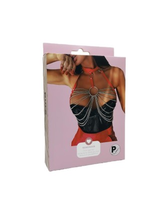 Pure Lust Benet - Łańcuszek Ozdobny na Biust - Czerwony