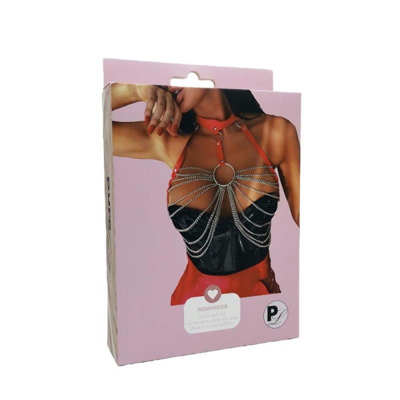 Pure Lust Benet - Łańcuszek Ozdobny na Biust - Czerwony