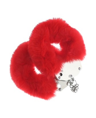 Ouch! Heavy-duty Fluffy Handcuffs - Futerkowe Kajdanki - Czerwone