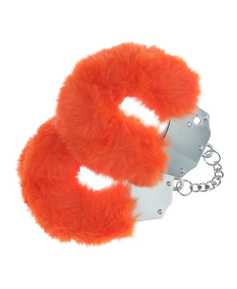 Ouch! Heavy-duty Fluffy Handcuffs - Futerkowe Kajdanki - Pomarańczowe