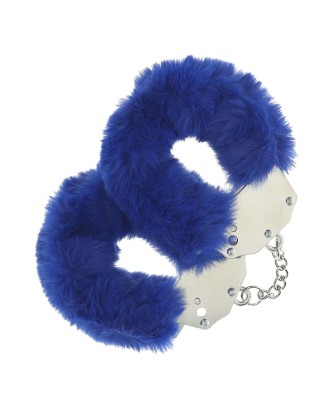 Ouch! Heavy-duty Fluffy Handcuffs - Futerkowe Kajdanki - Navy