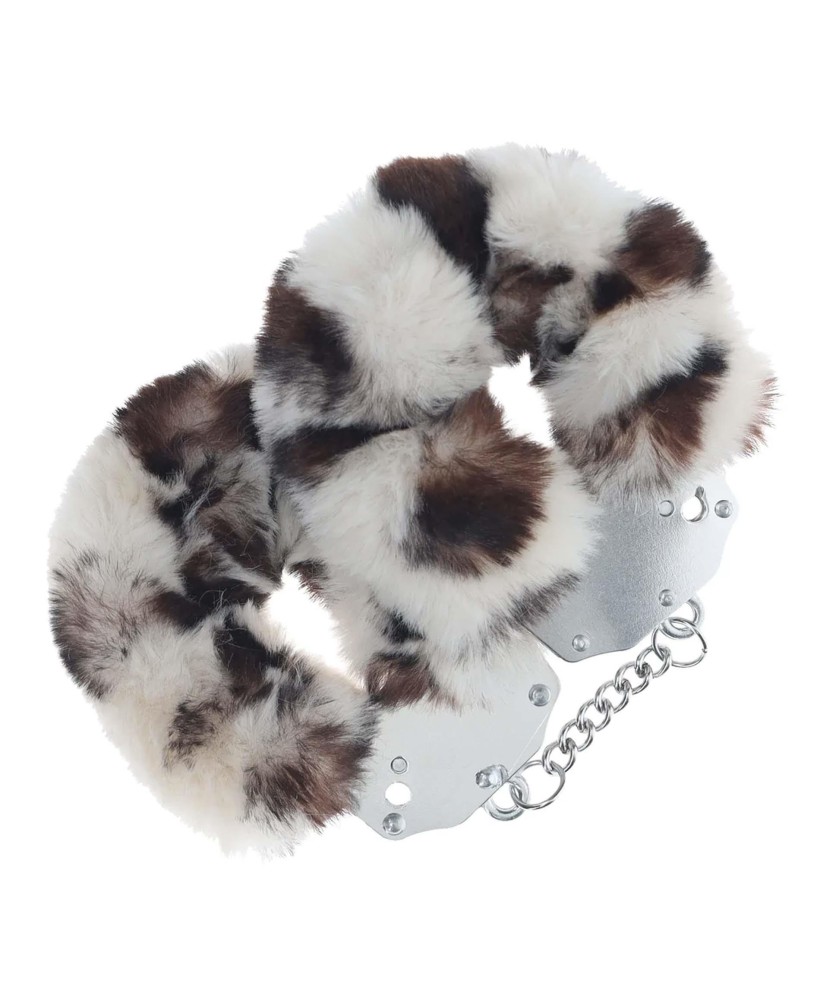 Ouch! Heavy-duty Fluffy Handcuffs - Futerkowe Kajdanki - Snow Leopard
