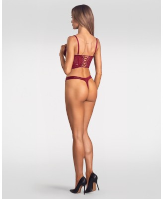 Obsessive Redya Gorset Wetlook i Stringi - Czerwony - 2XL/3XL