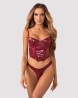 Obsessive Redya Gorset Wetlook i Stringi - Czerwony - 2XL/3XL