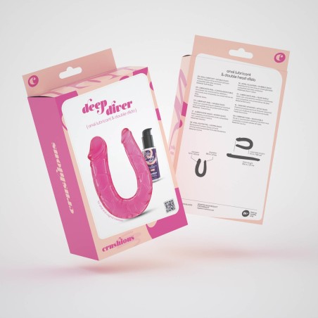 CRUSHIOUS DEEP DIVER Podwójne Dildo z Lubrykantem Analnym - Róż