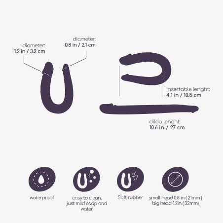 CRUSHIOUS DEEP DIVER Podwójne Dildo z Lubrykantem Analnym - Fiolet