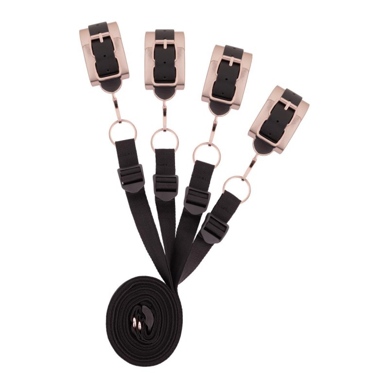 Rosy Gold - Zestaw Pasów do Krępowania pod Łóżko - Czarny