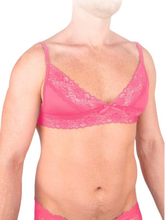 Prowler Pink Lace Garter - Koronkowy Komplet Sissy - Różowy - L