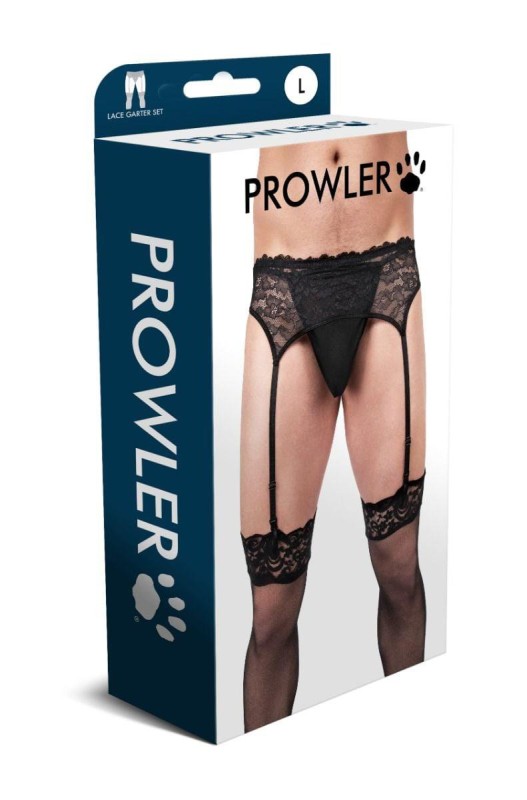 Prowler Lace Garter - Koronkowy Pas do Pończoch - Czarny -XL