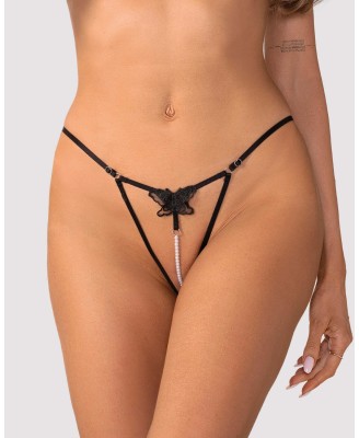 Obsessive Selisme Stringi Otwarte - Czarne - L/XL