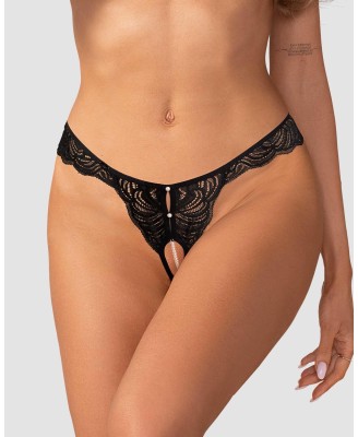 Obsessive Trinise Stringi Otwarte - Czarne - 2XL/3XL