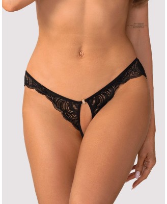 Obsessive Divienne Stringi Otwarte - Czarne - S/M