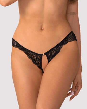 Obsessive Divienne Stringi Otwarte - Czarne - S/M