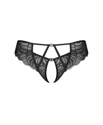 Obsessive Divienne Stringi Otwarte - Czarne - S/M