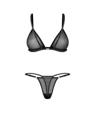 Obsessive Wet Me Komplet 2-częściowy - Czarny - S/M