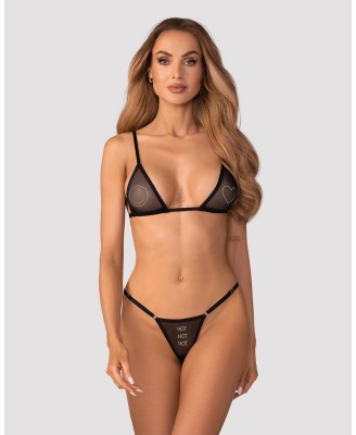Obsessive Wet Me Komplet 2-częściowy - Czarny - L/XL