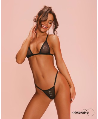 Obsessive Wet Me Komplet 2-częściowy - Czarny - L/XL