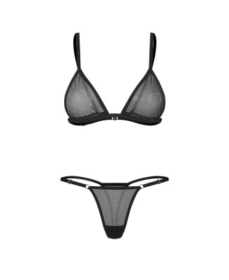 Obsessive Wet Me Komplet 2-częściowy - Czarny - L/XL