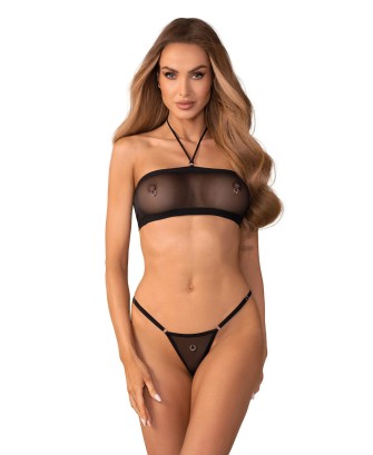 Obsessive Orinelle Tiulowy Komplet 2-częściowy - Czarny - L/XL