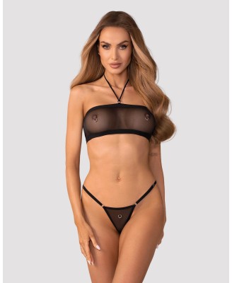 Obsessive Orinelle Tiulowy Komplet 2-częściowy - Czarny - L/XL