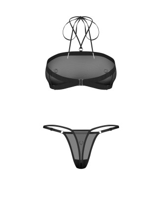 Obsessive Orinelle Tiulowy Komplet 2-częściowy - Czarny - L/XL