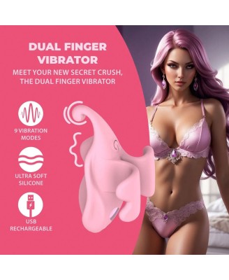Finger Dual Vibrator - Wibrator Łechtaczkowy na Palec - Różowy