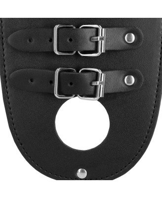 PU Leather Chastity Belt with Straps - Black