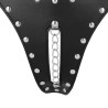 PU Leather Chastity Thong with Chain Detail - Black