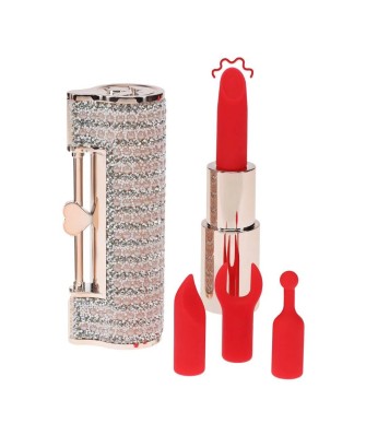 Angel - Mini Wibrator Szminka z 4 końcówkami - Różowy