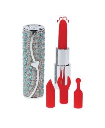 Tiffany - Mini Wibrator Szminka z 4 końcówkami - Niebieski